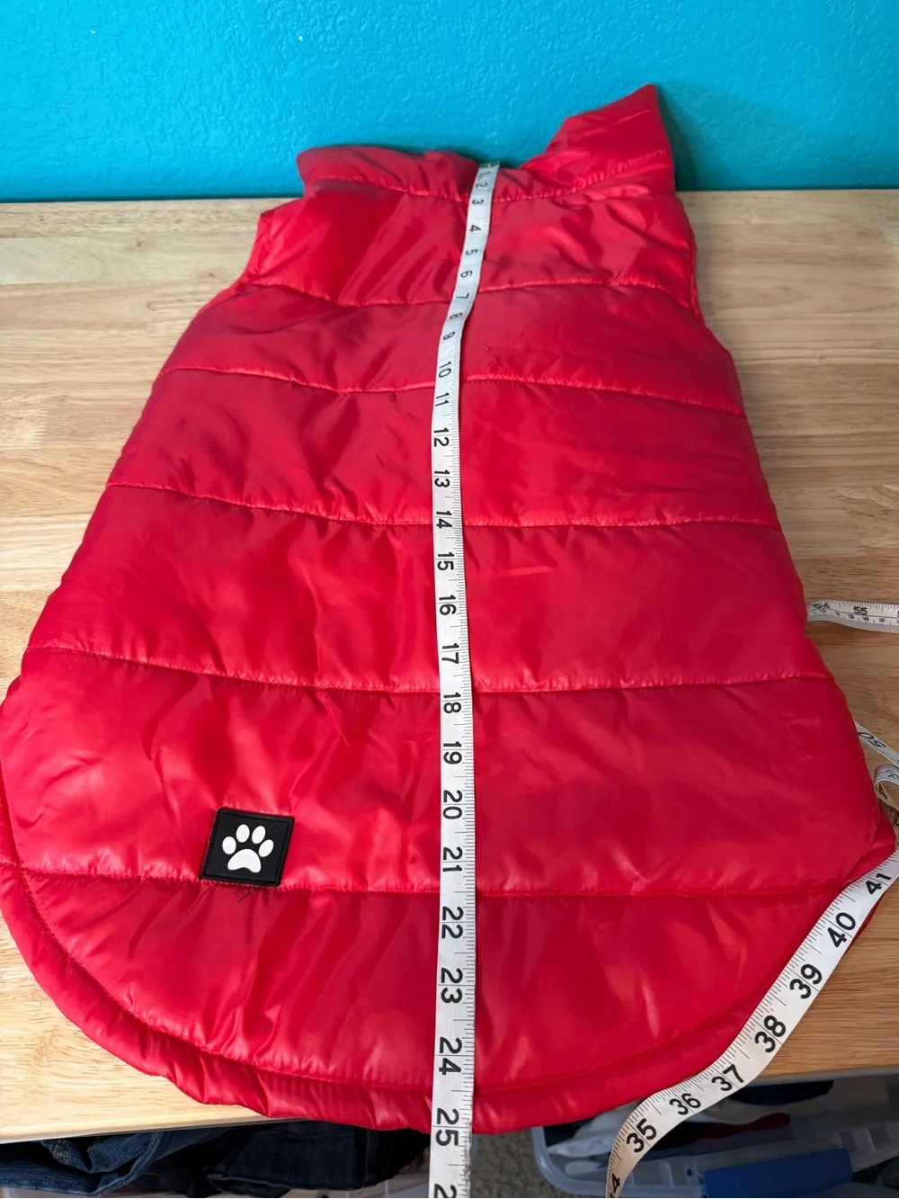 Red Quilted Dog Puffer Vest with‎ Paw Patch, XL